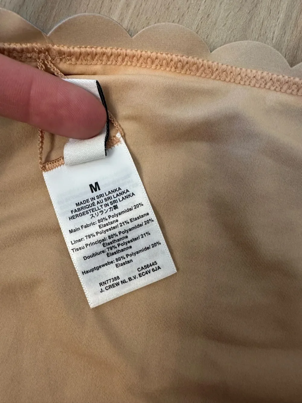 J. Crew Blue Scalloped Bikini Bottoms with Tan Lining
